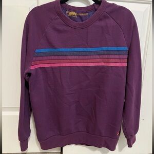 Aviator Nation Purple Crewneck Sweater with Stripes